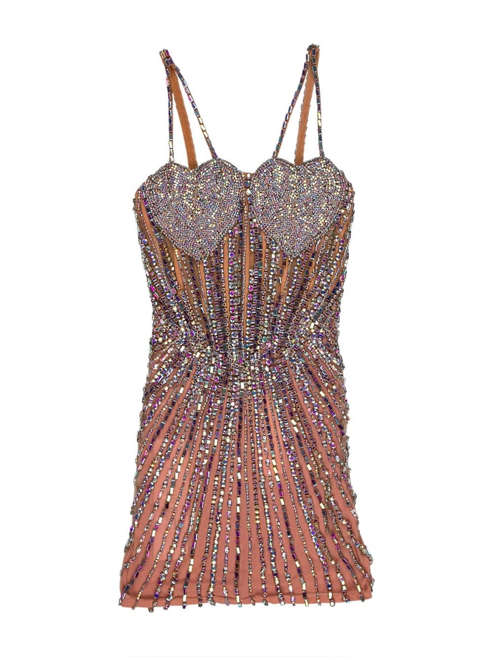 Portia & Scarlett Heart Neckline Embellished Mini Dress